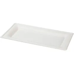 BIOZOYG 50 Stück Einwegteller rechteckig 26x13cm Bio Geschirr Zuckerrohr Teller stabil biologisch abbaubar kompostierbar Bagasse Einwegteller