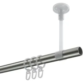 Interdeco GARDINENSTANGE Sonette Mavell 520 cm (geteilt in 4 x 130 cm), 1-läufig, 20 mm Ø Edelstahl-Optik