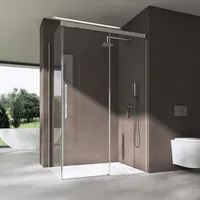doporro Ravenna12 Eckdusche mit Schiebetür rechts 120 x 80 cm silber Klarglas