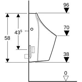 Geberit Renova M Urinal, Zulauf von hinten, Abgang hinten und