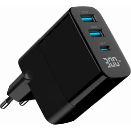 Gembird TA-UC-PDQC30LCD-BK-02 GaN 30W 3 Ports LCD Schwarz