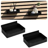 Meetory Zubehör für Akustikpaneele - 2 Stück Regal für Akustikpaneele Ohne Bohren Wandorganizer Wandregal Wandregale für Lamellen Wandpaneele Wohnzimmer Schlafzimmer Büro Küche 15×8×3.2cm