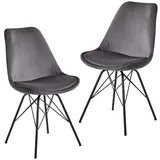 FineBuy 2er Set Esszimmerstuhl Samt Stuhl Skandinavisch Design, Küchenstuhl Stoff