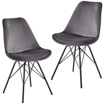 FineBuy 2er Set Esszimmerstuhl Samt Stuhl Skandinavisch Design, Küchenstuhl Stoff