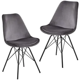 FineBuy 2er Set Esszimmerstuhl Samt Stuhl Skandinavisch Design, Küchenstuhl Stoff