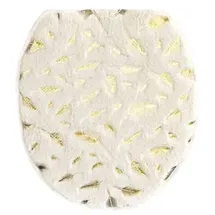 COFI 3 teiliges Badematten-Set mit Federmotiv aus Polyester Rutschfest und Waschbar Creme