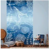 Profhome 770601-GU Fototapete Kindertapete Blau Saphir-Blau Weiß 1,59 m x 2,8 m