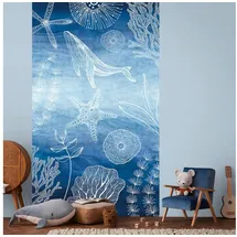 Profhome 770601-GU Fototapete Kindertapete Blau Saphir-Blau Weiß 1,59 m x 2,8 m