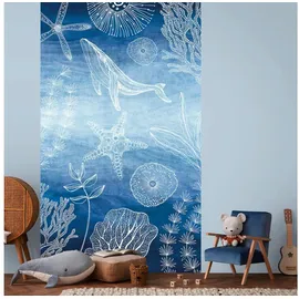 Profhome 770601-GU Fototapete Kindertapete Blau Saphir-Blau Weiß 1,59 m x 2,8 m