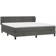vidaXL Boxspringbett mit Matratze Dunkelgrau 180x200 cm Samt - Grau
