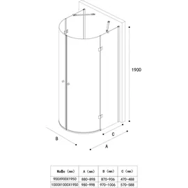 mai & mai Runddusche mit Pendeltür 100 x 100 cm transparent satiniert R03