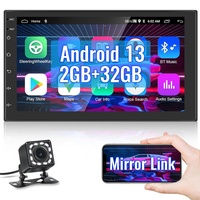 Hikity 2G 32G Android 13 Autoradio mit Navi Doppel Din Universal 7 Zoll Auto-Dashboard-Display Auto Radio 2din RDS mit Bluetooth-Freisprecheinrichtung GPS WiFi Mirror Link FM USB Rückfahrkamera