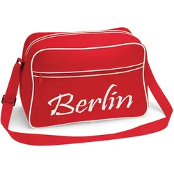 multifanshop Retrotasche - Berlin rot - Schriftzug - Druck weiß - Tasche