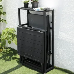SVITA Balkon-Set platzsparend Balkon-Möbel kleiner Balkon klappbar Dunkelgrau