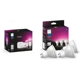 Philips Hue White & Color Ambiance Starter Set mit E27 Lampen 2x1100 2-er Pack & White & Color Ambiance GU10 LED Spots 3-er Pack (350 lm)