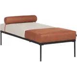 Beliani Chaiselongue MALMOS Kunstleinen 0 x 0 x 0 cm Beige/Goldbraun mit Kissen