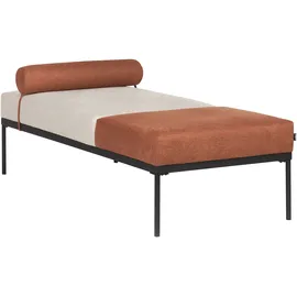 Beliani Chaiselongue MALMOS Kunstleinen 0 x 0 x 0 cm Beige/Goldbraun mit Kissen