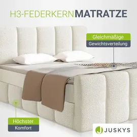 Juskys Boxspringbett Manitoba - Bouclé-Stoff - Creme