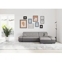 DOMO collection Ecksofa »Moric B/T/H 300/172/80 cm, auch in Cord, L-Form«, XXL-Format, wahlweise auch mit Bettfunktion und Armverstellung, grau