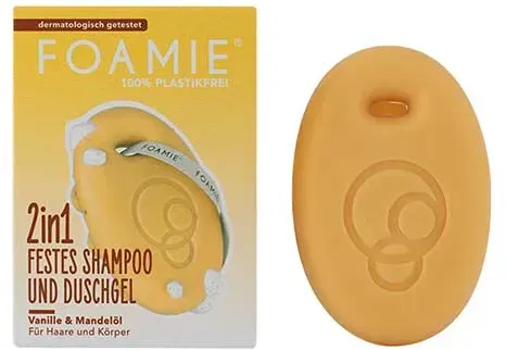 FOAMIE  2in1 festes Schampoo und Duschgel Vanille & Mandelöl (80 g)