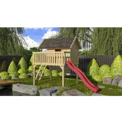 KARIBU Spielturm, BxHxT: 198 x  329,5 x  243 cm, natur - braun