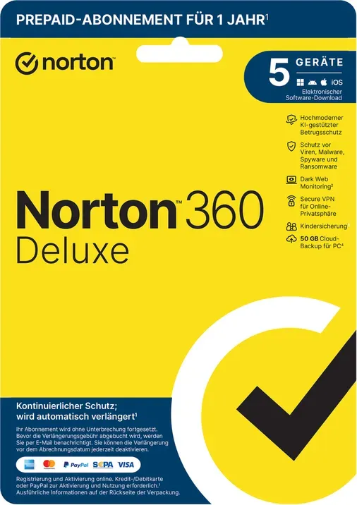 Norton 360 Deluxe – 5 Geräte – 1 Jahr