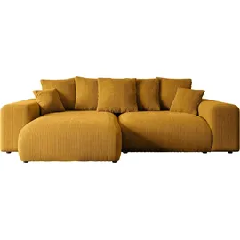 altdecor Ecksofa Cord mit Schlaffunktion 2-Sitzer Senfgelb