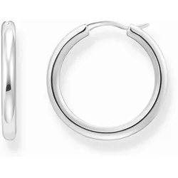 Silberfarbene, klassische Kreolen, mit abgerundeter, etwas breiterer Form - Thomas Sabo Modell: CR745-001-21