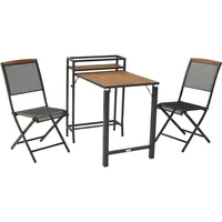 Merxx "»Patmos«", Gartenmöbelset 3tlg., 2 Klappstühle, 1 Balkonklappentisch, Aluminium/Stahl mit Akazienholz