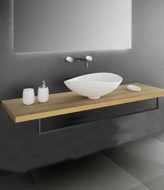 Glassdesign Milanobath Avenue Halley 1 Konsolenplatte für 1 Becken - Eiche Natur
