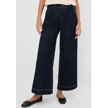 bonprix Weite Jeans Loose Fit Passform, High Waist, mit Bundfalten blau 44