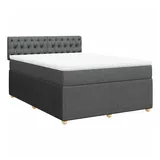 vidaXL Boxspringbett mit Matratze Dunkelgrau 160x200 cm Stoff - Grau