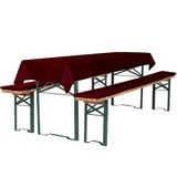 TexDeko Bierbankauflage gepolstert 220x25x2cm 3TLG Set Blickdicht Tischdecke 250x100cm (universal), Bordeaux