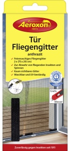 Aeroxon® Tür-Fliegengitter, anthrazit, Feinmaschiges, UV-beständiges Fliegengitter zur Abwehr fliegender Insekten, 1 Packung = 1 Fliegengitter (2 x 75 x 215 cm)