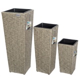 CASARIA Polyrattan Blumentopf 3er-Set Creme