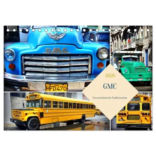 Calvendo GMC - Eine amerikanische Traditionsmarke (Tischkalender 2026 DIN A5 quer), CALVENDO Monatskalender: LKW,Schulbusse und Kombis der Marke GMC in Kuba (CALVENDO Mobilitaet)