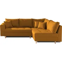 Lisa Design Rune, Ecksofa, mit hocker, 4-Sitzer, skandinavischer Stil, rechts , Gelb - Gelb