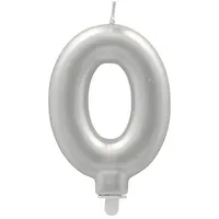 Papstar Zahlenkerze mit Halter 7 cm 12 St. Silber