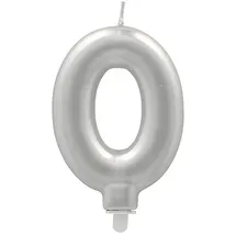 Papstar Zahlenkerze mit Halter 7 cm 12 St. Silber
