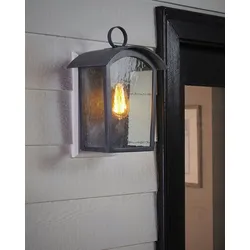 Licht-Erlebnisse Wandaußenleuchte CADORA Asch-Schwarz Kunststoff-Epoxidharz-Verbund Regenglas 1x E27 max. 60W LE57417