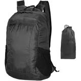 NYGGTYK 1 Stück Faltbarer Rucksack, Leichter Faltbarer Rucksack, Mini-Rucksack, Wasserdichter Rucksack, Tragbarer Aufbewahrungsrucksack, Einkaufsrucksack, Reiserucksack (Schwarz) - Offene Größe 41 X 24 X 16 Cm, Aufbewahrungsgröße 12 X 7 Cm