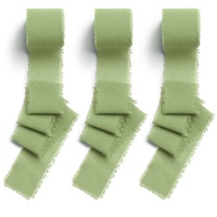 CHUQING Band Eukalyptus grün 3 Rollen Geschenkband Chiffon Schleifenband Fransen 38mm x 6,3 m Seidenband zum Verpacken von Geschenken, Blumensträuße, Hochzeitseinladungen