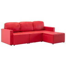 vidaXL Modulares 3-Sitzer Schlafsofa Rot Kunstleder