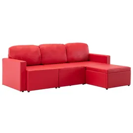 vidaXL Modulares 3-Sitzer Schlafsofa Rot Kunstleder