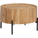 FineBuy Couchtisch Sofatisch Akazie Massivholz 60 cm Rund Wohnzimmertisch Klein