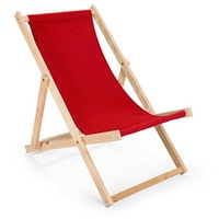Holz Sonnenliege Strandliege Liegestuhl aus Holz Gartenliege (rot)