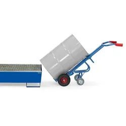 Fasskarre 306 L, Luftreifen, Stützrad, Tragkraft 300kg - blau