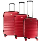 Geographical Norway Kofferset SHOCK Trolley Hartschalenkofferset 3-tlg Koffer & Reisegepäck, 4 Rollen, (Set, 3 tlg., 2606 Hartschale Trolley), Reisekoffer rot
