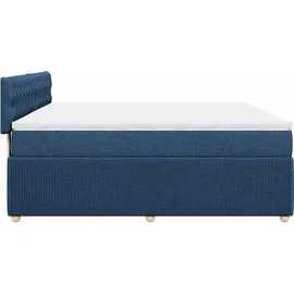 vidaXL Boxspringbett mit Matratze Blau 180x200 cm Stoff