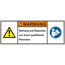 Aufkleber I Produktsicherheitsschild Warnung Reparatur..qualifizierte, RoHS konform, Folie, 200x75mm, ISO 3864-2